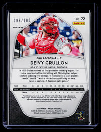 2020 Panini Prizm Baseball Deivy Grullon Rookie Neon Orange Prizm #72 /100 - back