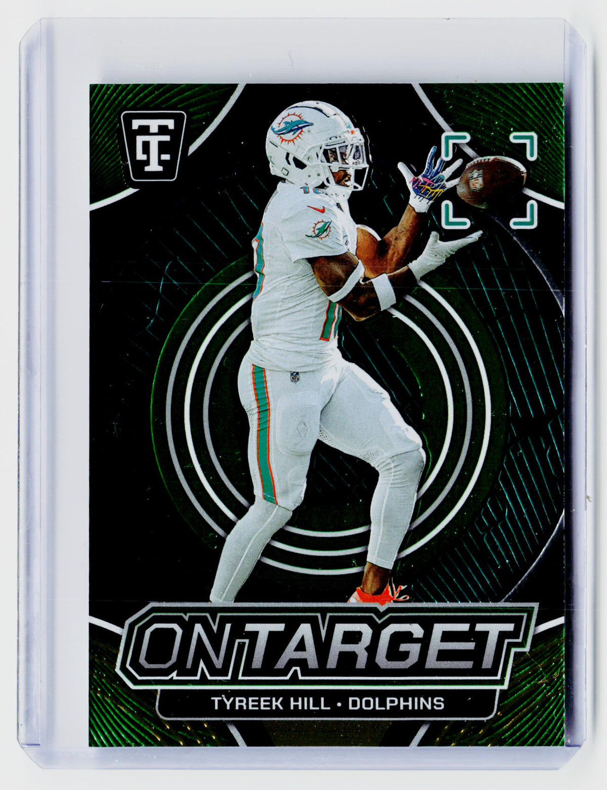 2024 Panini Totally Certified On Target Tyreek Hill #9 Mirror Neon Green /299 - front