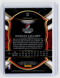 2020-21 Panini Select Basketball Damian Lillard Blue Prizm Concourse #24 - back