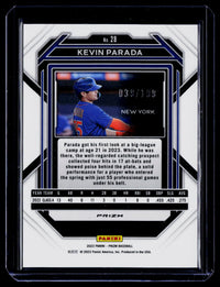 2023 Panini Prizm Baseball Kevin Parada Red Prizms #28 /199 - back
