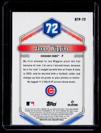 2026 Topps Bowman Chrome Top 100 Jaxon Wiggins #BTP-72 Cubs - back