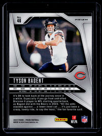2024 Panini Prizm Football orange lazer #46 Tyson Bagent Chicago Bears - back