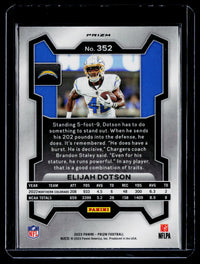2023 Panini Prizm Football Elijah Dotson Green Prizm Rookie Card #352 - back