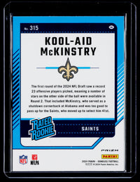 2024 Panini Donruss Football Optic Rated Rookies Preview Pink Kool-Aid McKinstry #315 RC - back