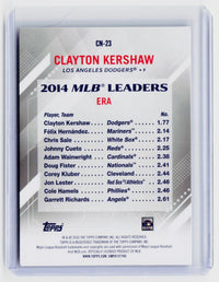 2026 Topps Career Numbers CN-23 Clayton Kershaw 2014 MLB ERA Leaders - back
