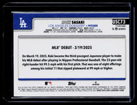 2025 Topps Chrome Baseball Roki Sasaki Rookie Card USC73 Los Angeles Dodgers - back