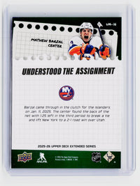 2025-26 Upper Deck Extended Series Understand the Assignment UA-16 Mathew Barzal - back