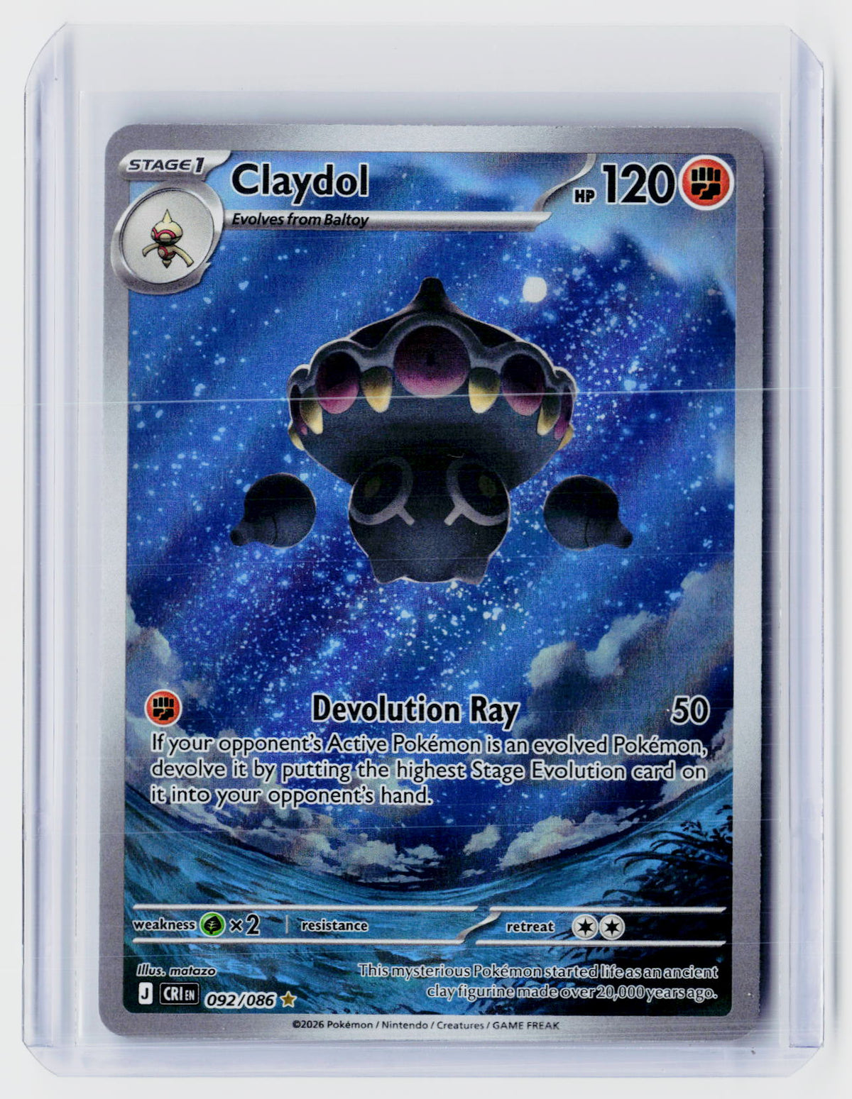 2026 Pokémon TCG Claydol Illustration Rare 092/086 Mega Evolution—Chaos Rising - front