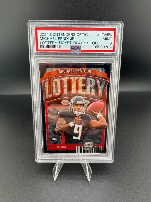 2024 Panini Contenders Optic Lottery Ticket Black Scope Michael Penix Jr. RC /25 PSA 9 - front