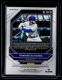 2021 Panini Prizm Baseball Rookie Autographs Blue Prizm Edward Olivares #RA-EO - back
