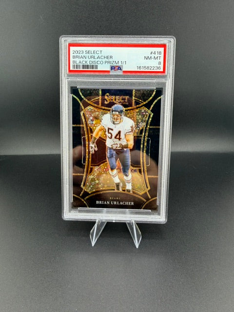 2023 Panini Select Football Brian Urlacher #418 Black Disco Prizm 1/1 PSA 8 - front