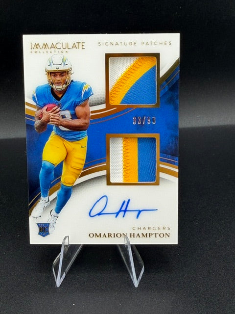 2025 Panini Immaculate Collection Signature Patches Omarion Hampton RPA RC Auto #ISPR-OHN /99 - front