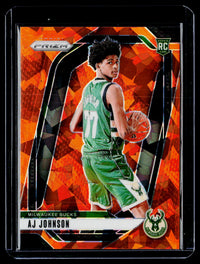 2024-25 Panini Prizm Basketball AJ Johnson Prizms Orange Ice Rookie Card #251 - front