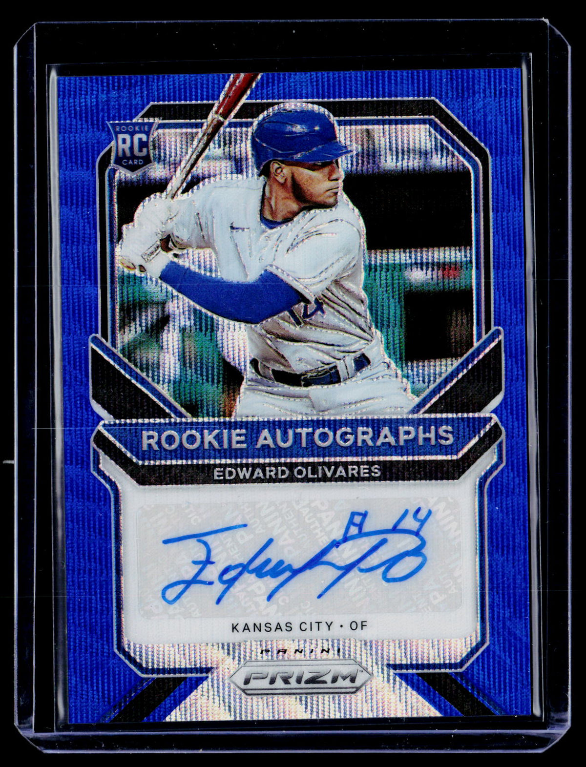 2021 Panini Prizm Baseball Rookie Autographs Blue Prizm Edward Olivares #RA-EO - front