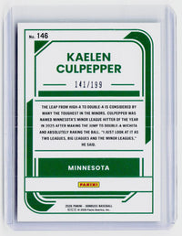 2026 Panini Donruss Rated Prospect Kaelen Culpepper Green #146 /199 - back