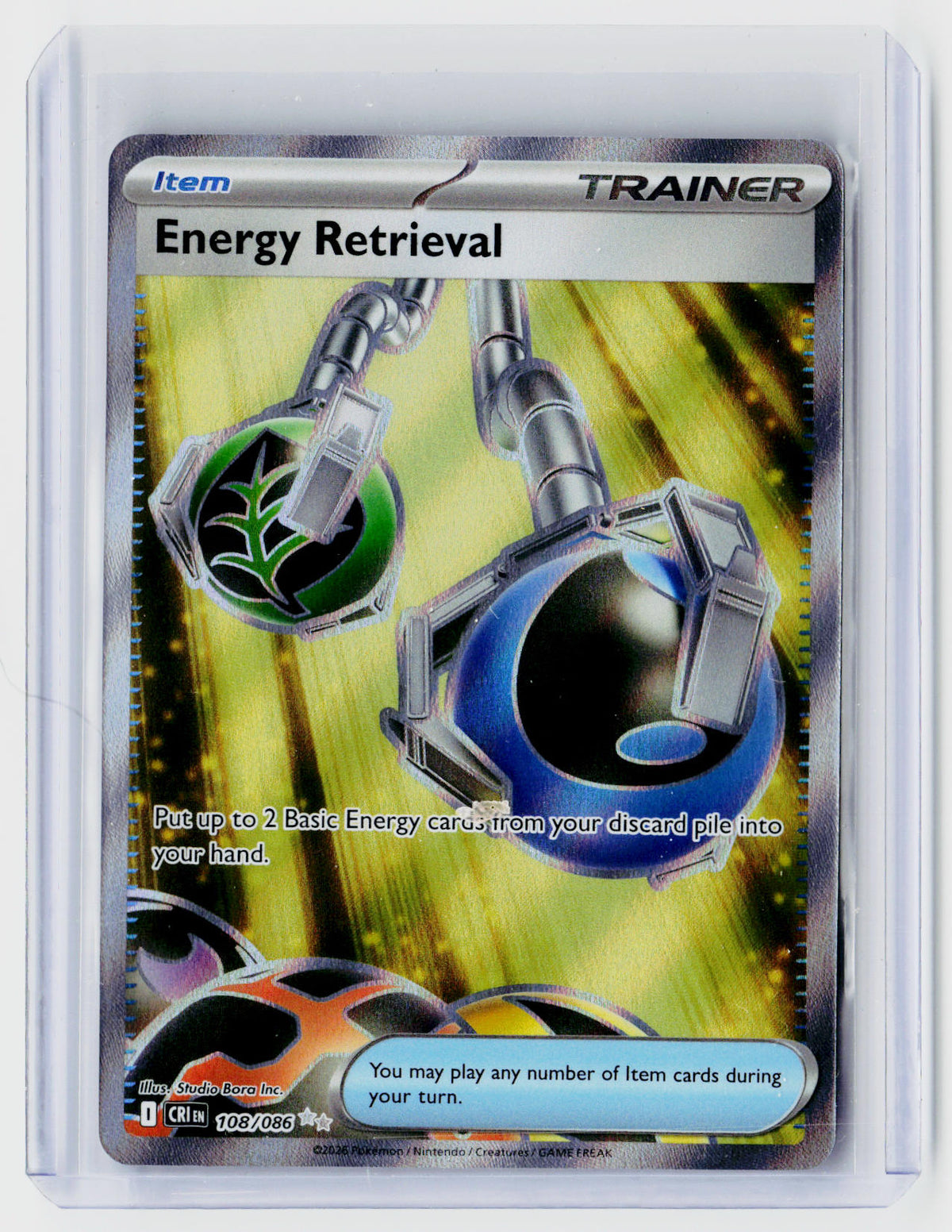 2025 Pokémon Black Bolt Energy Retrieval Hyper Rare 108/086 - front