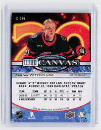 2025-26 Upper Deck Extended Series UD Canvas C-348 Fabian Zetterlund Ottawa Senators - back