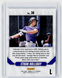 2026 Panini Donruss Elite Spellbound Ethan Holliday #36 Colorado - back
