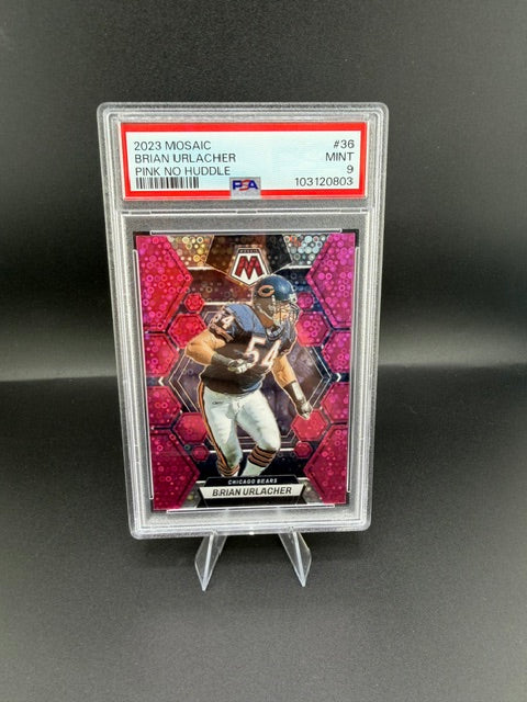 2023 Panini Mosaic Pink No Huddle Brian Urlacher #36 PSA MINT 9 /20 - front