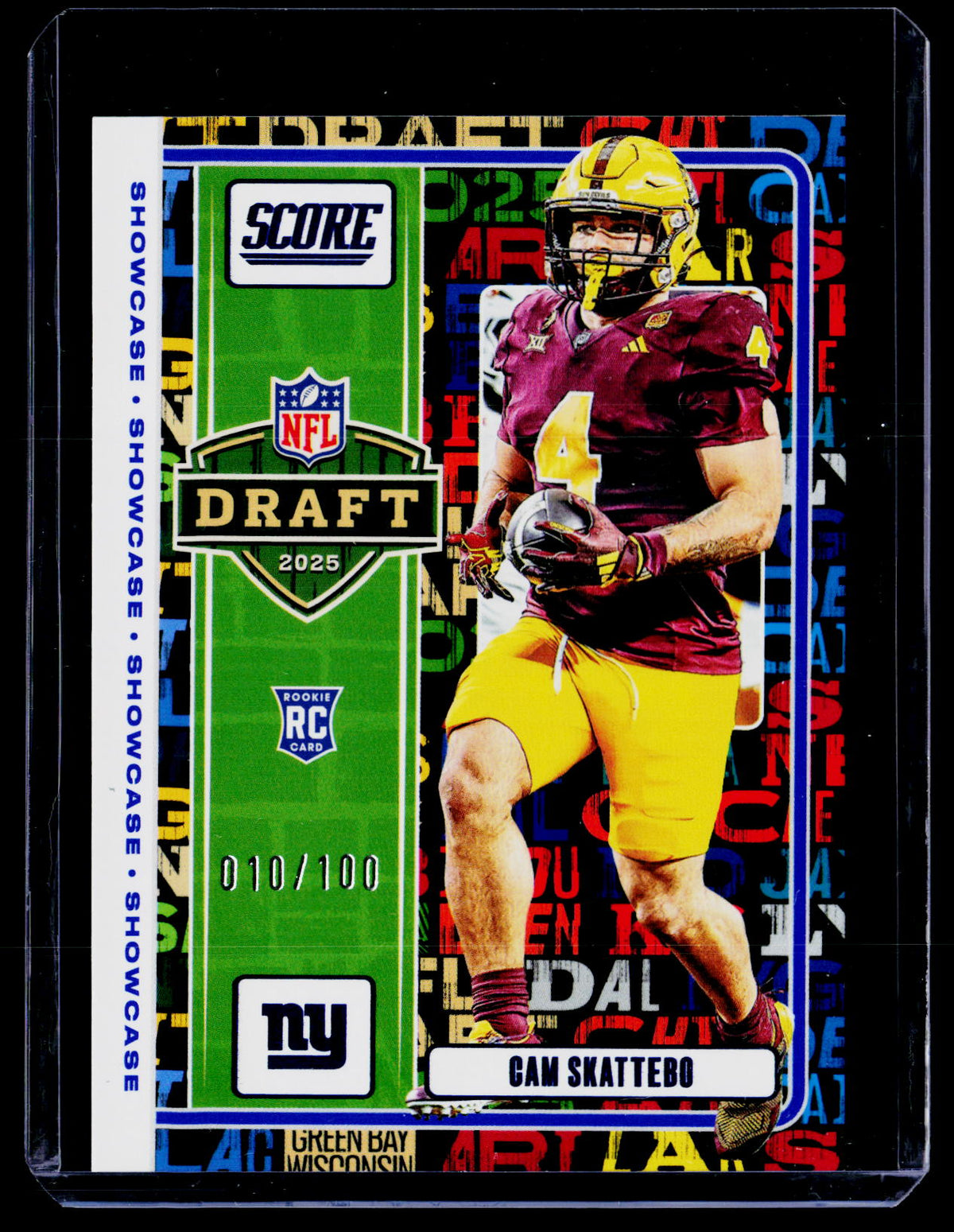 2025 Panini Score Football NFL Draft Cam Skattebo Rookie #16 Showcase /100 - front