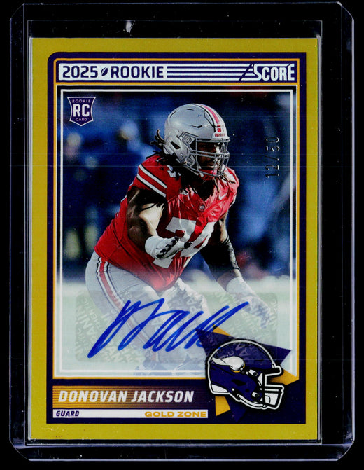 2025 Panini Score Football Base Rookie Signatures Donovan Jackson Gold Zone Auto #90 /50 - front