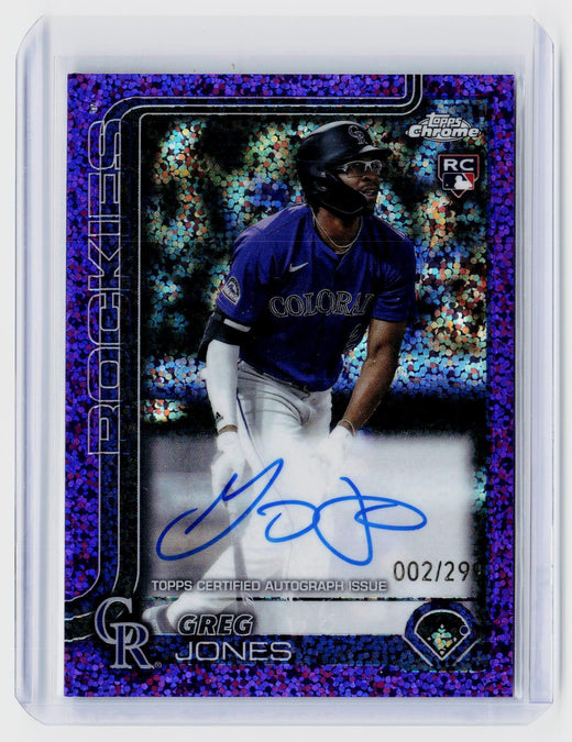 2025 Topps Chrome Greg Jones Purple Speckle Refractor Rookie Autograph /299 - front
