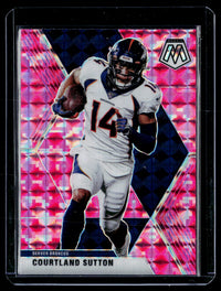 2020 Panini Mosaic Football Courtland Sutton Pink Flourescent #71 - front