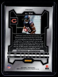 2023 Panini Prizm Football Roschon Johnson Rookie Card #314 Chicago Bears - back