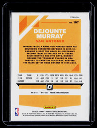2019-20 Panini Donruss Optic Fast Break Pink Dejounte Murray #107 - back