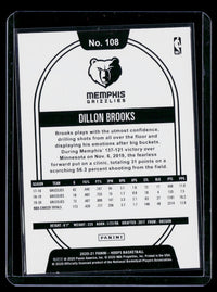 2020-21 Panini NBA Hoops Dillon Brooks #108 Memphis Grizzlies - back