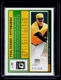 2025 Panini Donruss Optic Paul Skenes Orange Prizm #29 /199 - back