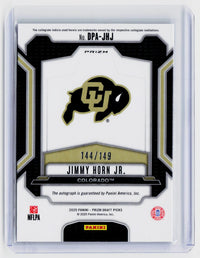 2025 Panini Prizm Draft Picks Draft Picks Autographs Blue Prizm Jimmy Horn Jr. RC Auto /149 - back