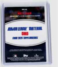2025 Topps Major League Material Matt Shaw Chicago Cubs Rookie Player-Worn Memorabilia Card MMU-MS - back