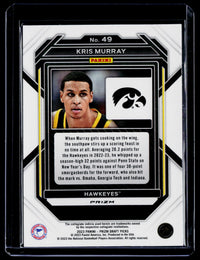 2023 Panini Prizm Draft Picks Kris Murray Red Prizm Rookie #49 - back