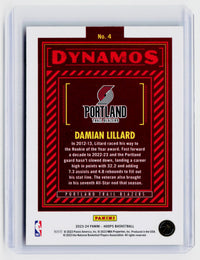 2023-24 Panini Hoops Dynamos Damian Lillard #4 Portland Trail Blazers - back