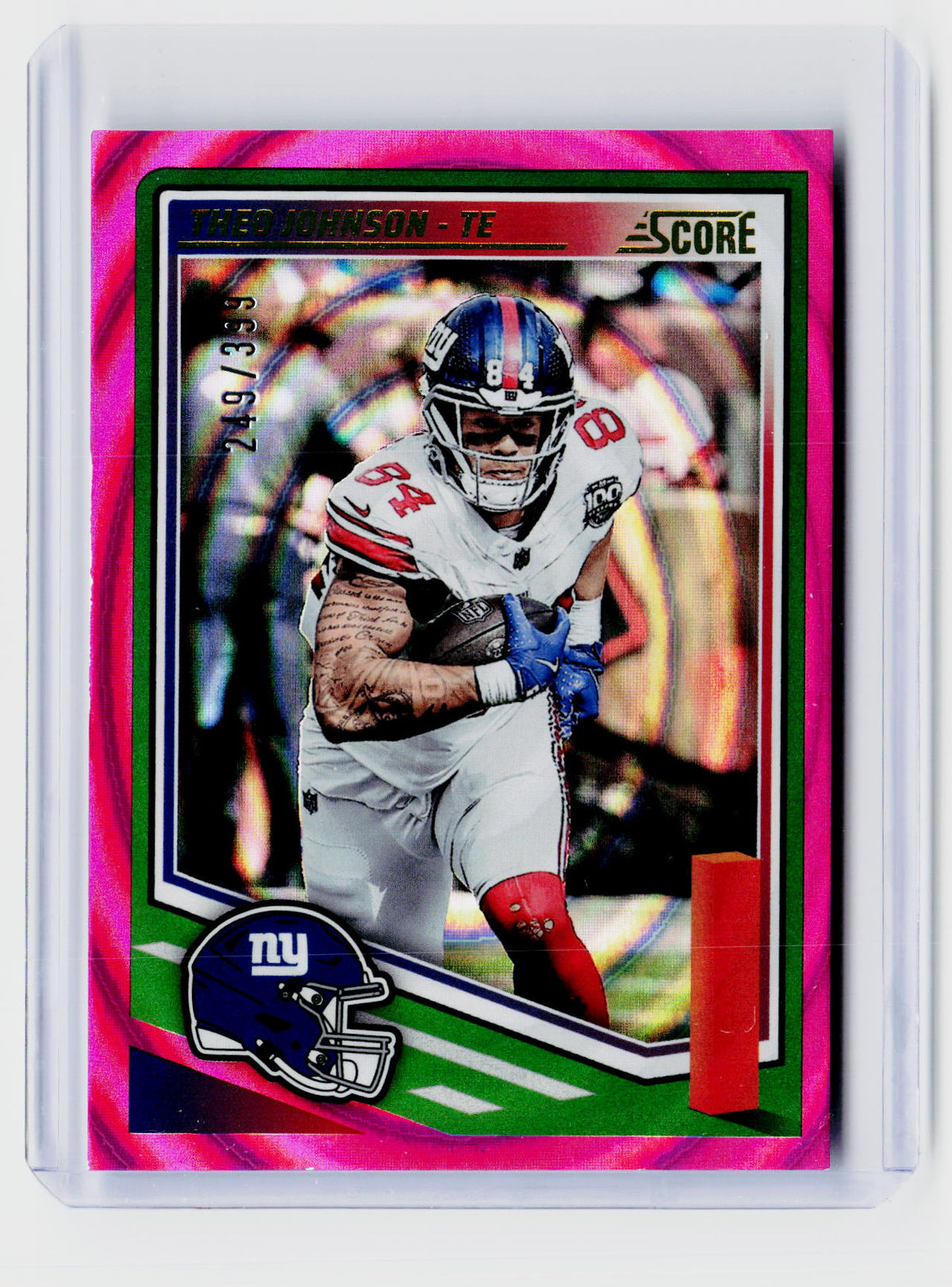 2025 Panini Score Football Theo Johnson Pink Eclipse RC #192 /399 - front