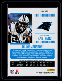 2024 Panini Contenders Football Dillon Johnson Rookie Ticket Autographs #151 RC Auto - back