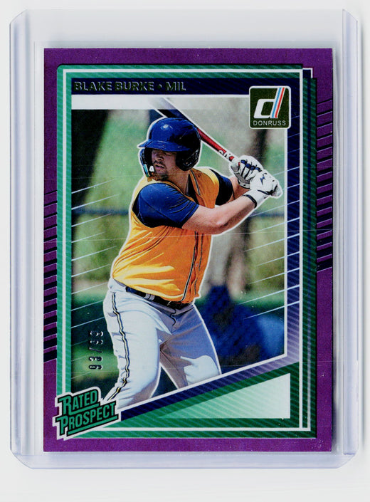 2025 Panini Donruss Baseball Rated Prospect Purple #179 Blake Burke /99 - front
