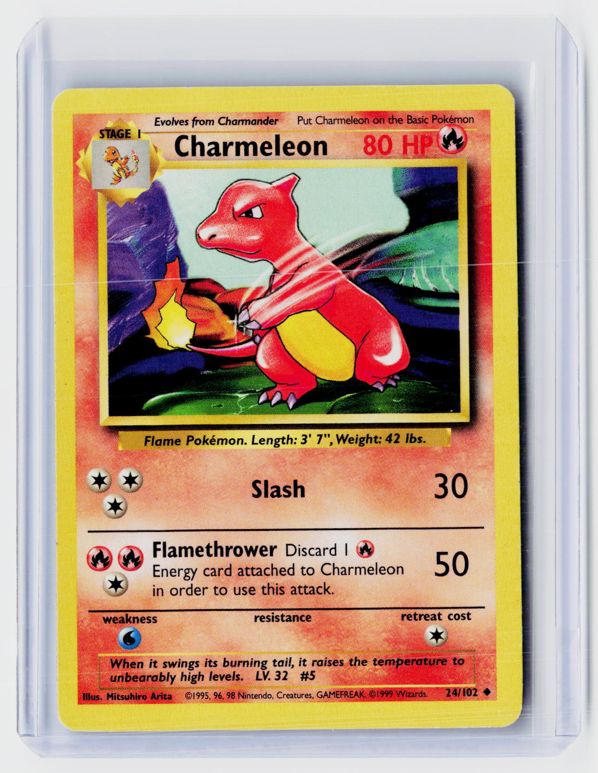1999 Pokémon Base Set Charmeleon #24/102 Unlimited - front