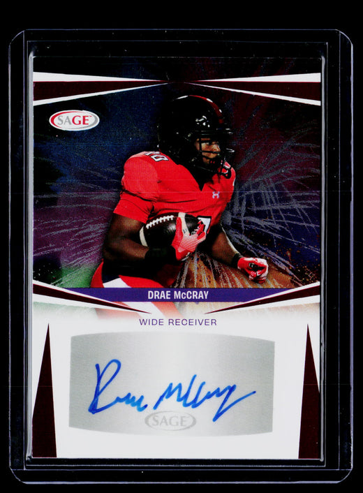 2025 SAGE Autograph Drae McCray Auto #A-DM3 Texas Tech - front