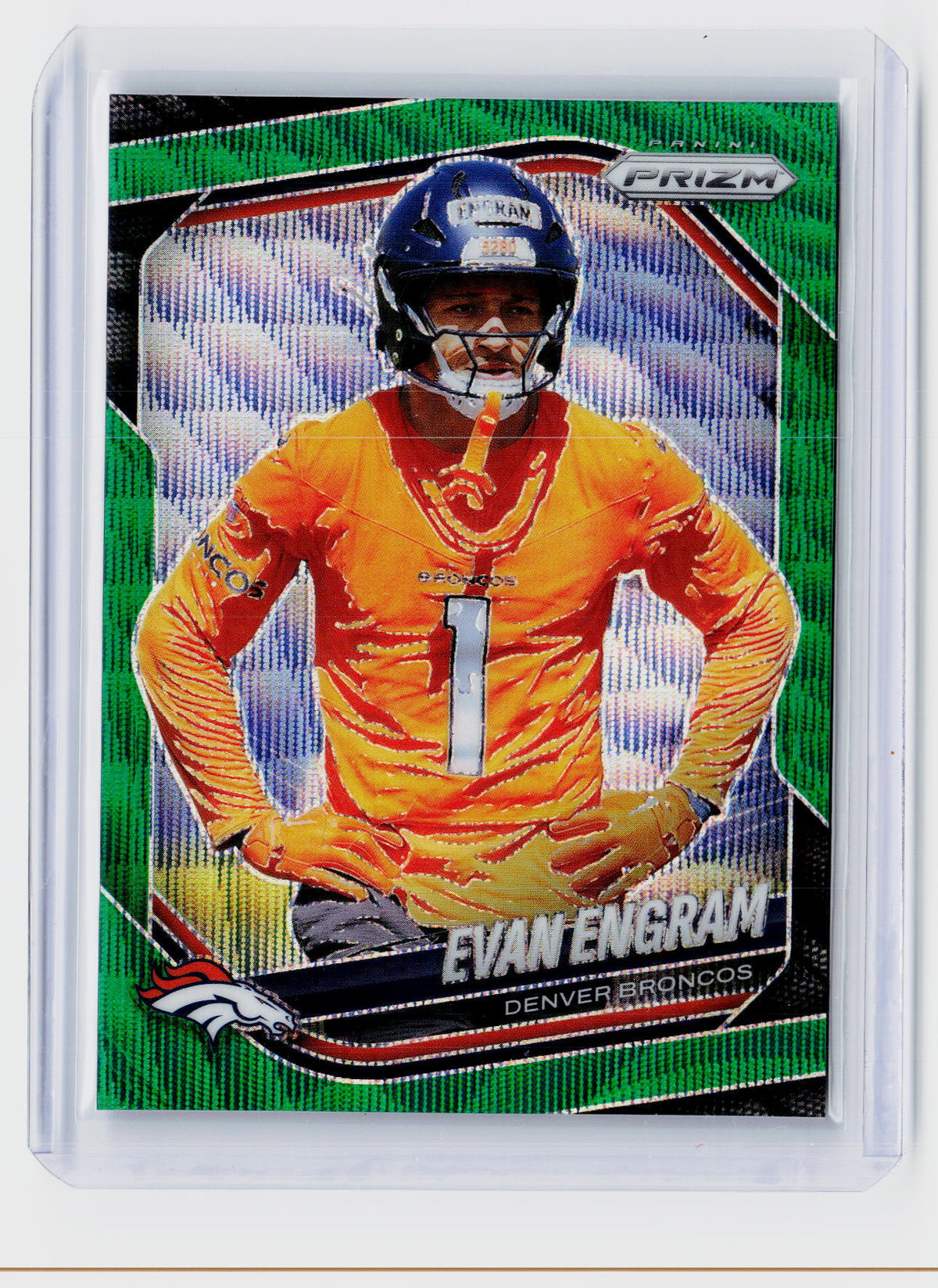 2025 Panini Prizm Football Evan Engram Green Prizm #277 Denver Broncos - front