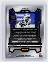 2023 Panini Prizm Football Julius Brents Rookie Black and White Checkerboard Prizm #346 - back