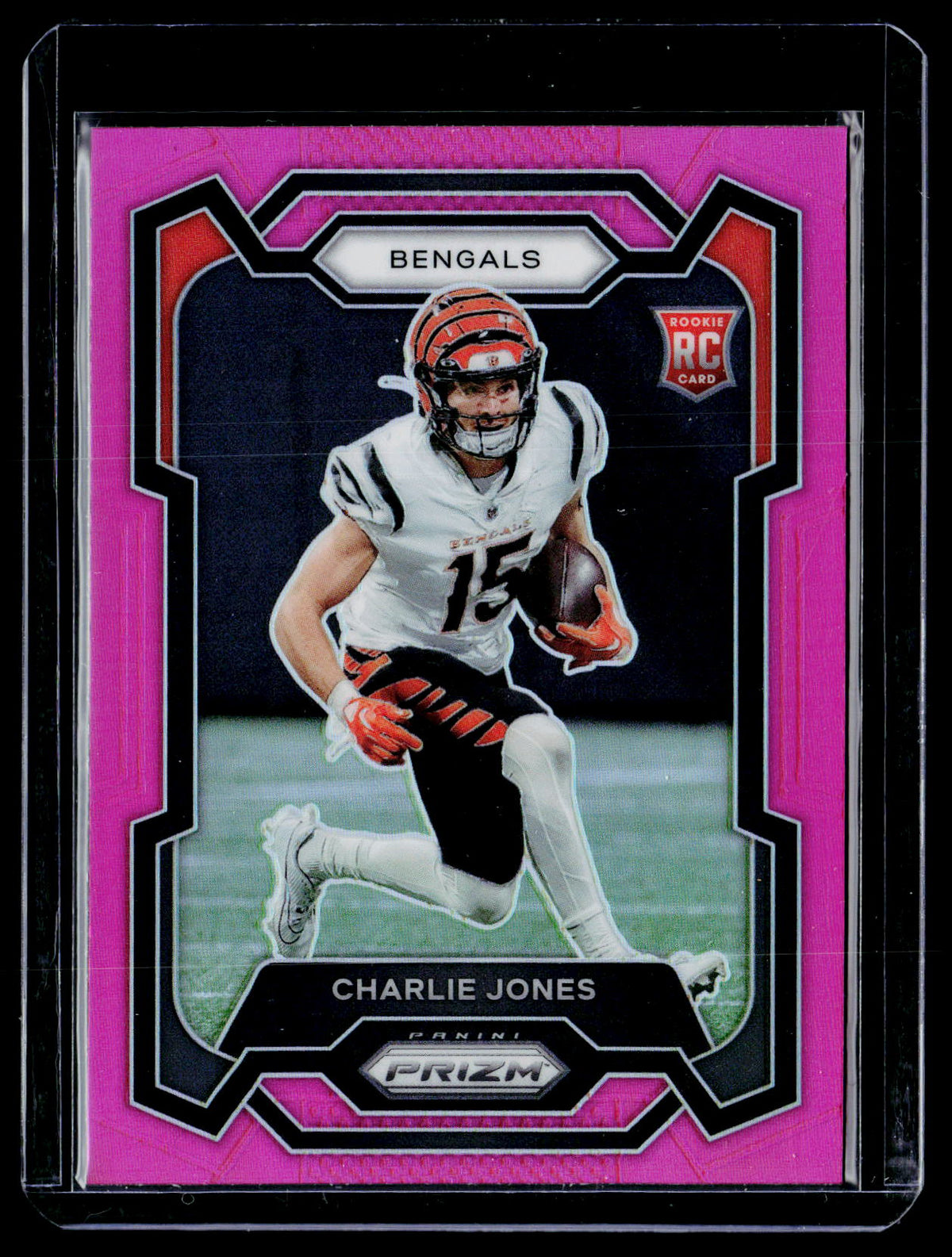 2023 Panini Prizm Football Charlie Jones Pink Prizm Rookie #317 - front