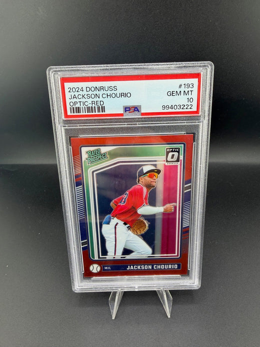 2024 Panini Donruss Optic Rated Prospect Red Jackson Chourio #193 PSA 10 /99 - front