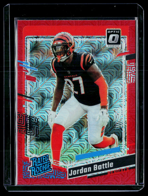 2023 Panini Donruss Optic Rated Rookies Jordan Battle #221 Red Holo RC - front