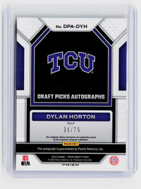 2023 Panini Prizm Draft Picks Draft Picks Autographs Orange Dylan Horton Auto /75 #DPA-DYH - back