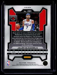 2023-24 Panini Prizm Basketball Jalen McDaniels #291 Toronto Raptors - back