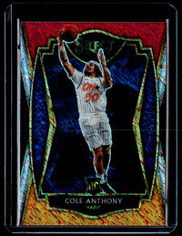 2020-21 Panini Select Basketball Cole Anthony #177 Premier Level Red White Orange Shimmer Rookie Card - front