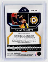 2021-22 Panini Prizm Basketball O'Shae Brissett #138 Ice Indiana Pacers - back