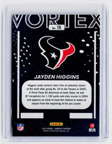 2025 Panini Donruss Vortex Rookie Jayden Higgins #15 Houston Texans - back